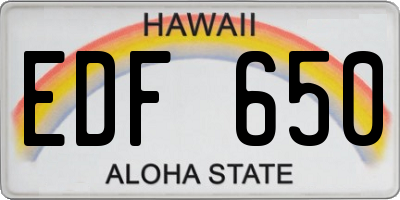 HI license plate EDF650