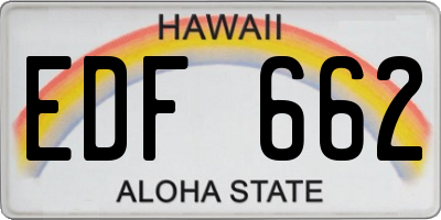 HI license plate EDF662