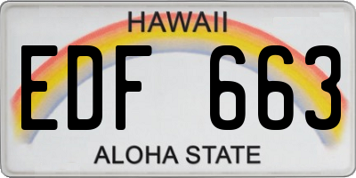 HI license plate EDF663