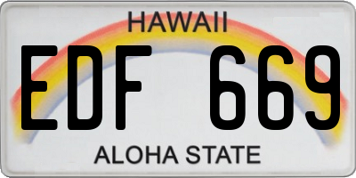 HI license plate EDF669