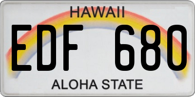HI license plate EDF680