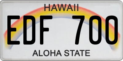 HI license plate EDF700