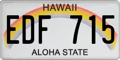 HI license plate EDF715