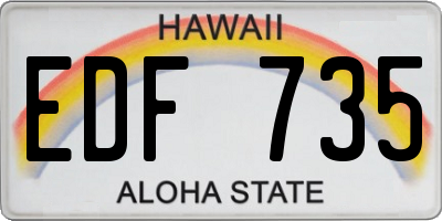 HI license plate EDF735