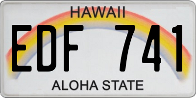 HI license plate EDF741