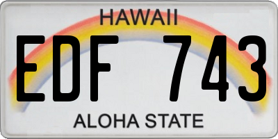 HI license plate EDF743