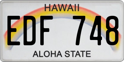 HI license plate EDF748