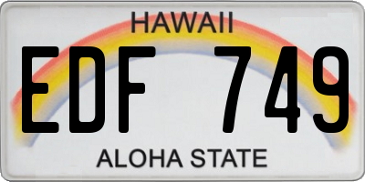 HI license plate EDF749
