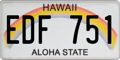 HI license plate EDF751