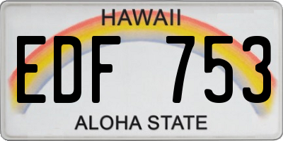 HI license plate EDF753