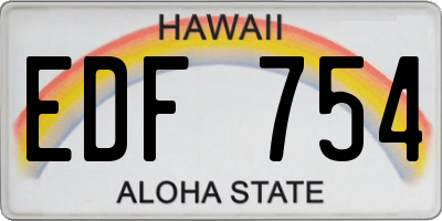 HI license plate EDF754