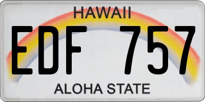 HI license plate EDF757
