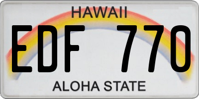 HI license plate EDF770