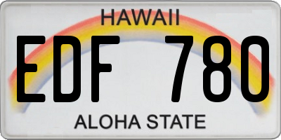 HI license plate EDF780