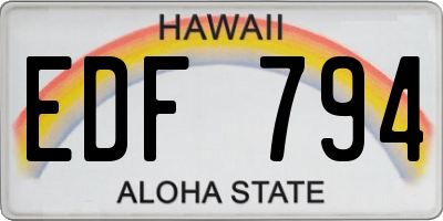 HI license plate EDF794