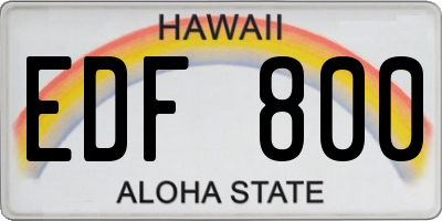 HI license plate EDF800