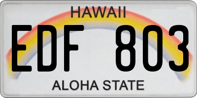 HI license plate EDF803