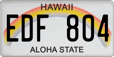 HI license plate EDF804