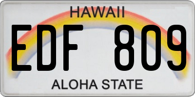 HI license plate EDF809