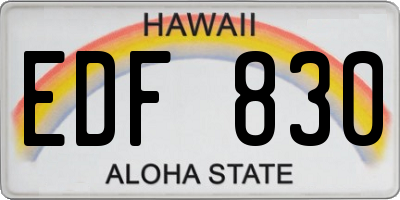 HI license plate EDF830