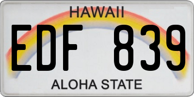 HI license plate EDF839