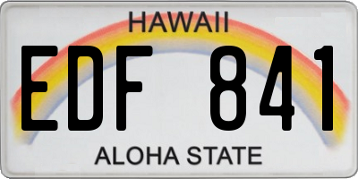 HI license plate EDF841