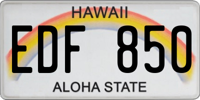 HI license plate EDF850