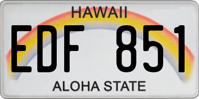 HI license plate EDF851