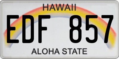 HI license plate EDF857