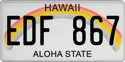 HI license plate EDF867