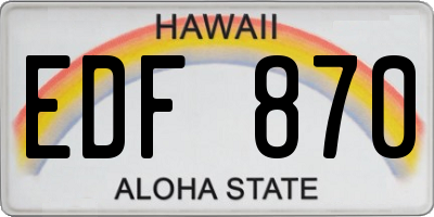 HI license plate EDF870