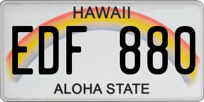 HI license plate EDF880