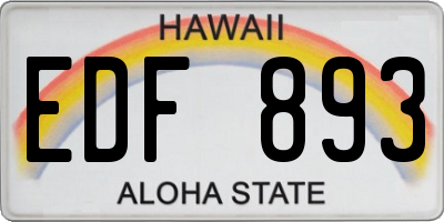 HI license plate EDF893