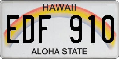 HI license plate EDF910