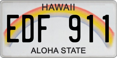 HI license plate EDF911