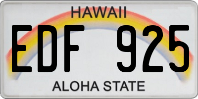HI license plate EDF925