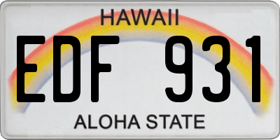 HI license plate EDF931