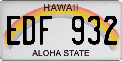 HI license plate EDF932