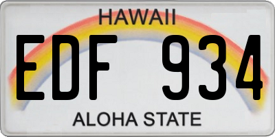 HI license plate EDF934