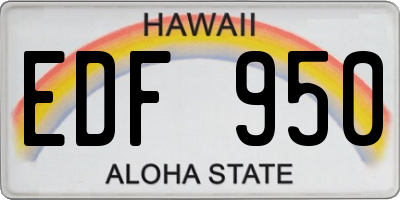 HI license plate EDF950