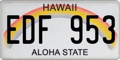 HI license plate EDF953