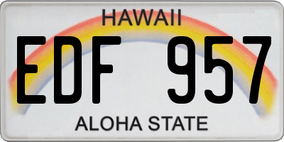 HI license plate EDF957
