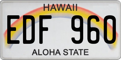 HI license plate EDF960