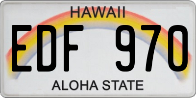 HI license plate EDF970