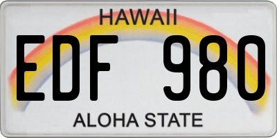HI license plate EDF980