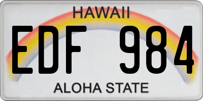 HI license plate EDF984