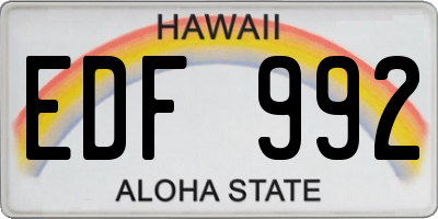HI license plate EDF992