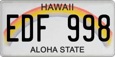 HI license plate EDF998