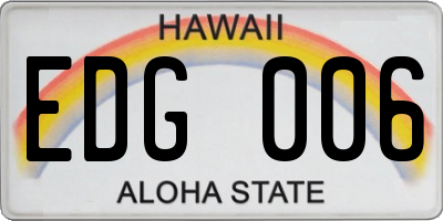 HI license plate EDG006