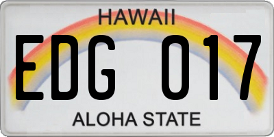 HI license plate EDG017